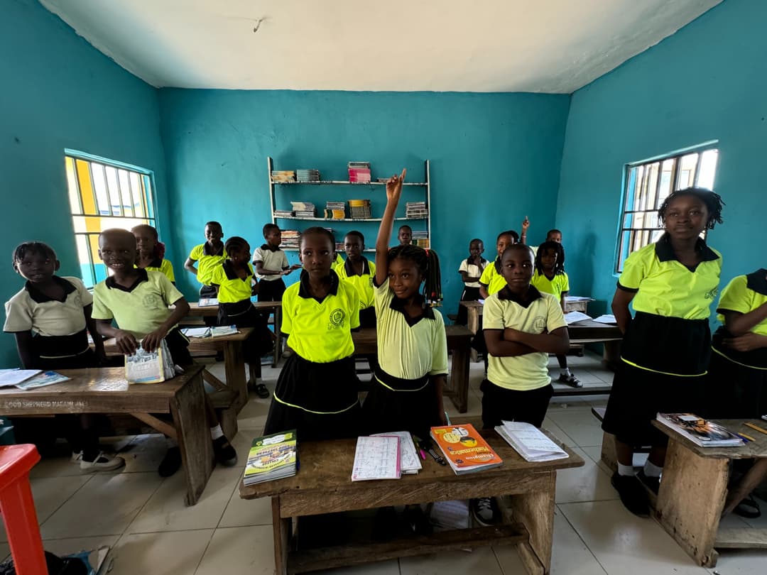 Teacher with students