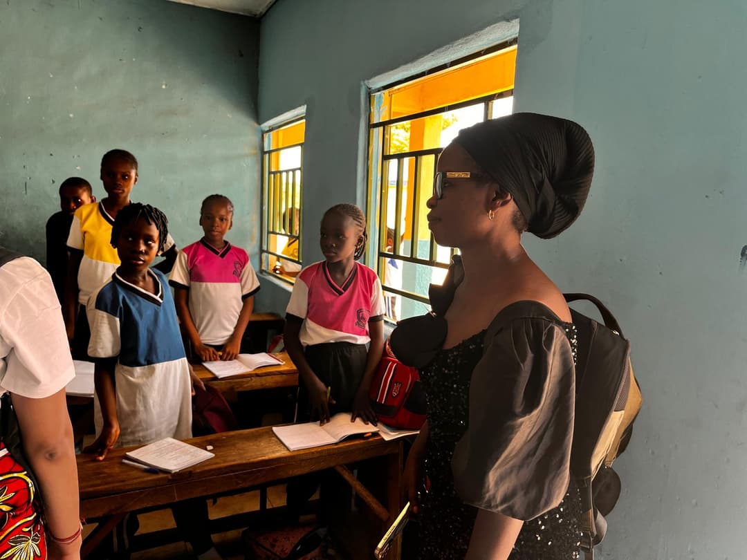 Teacher with students